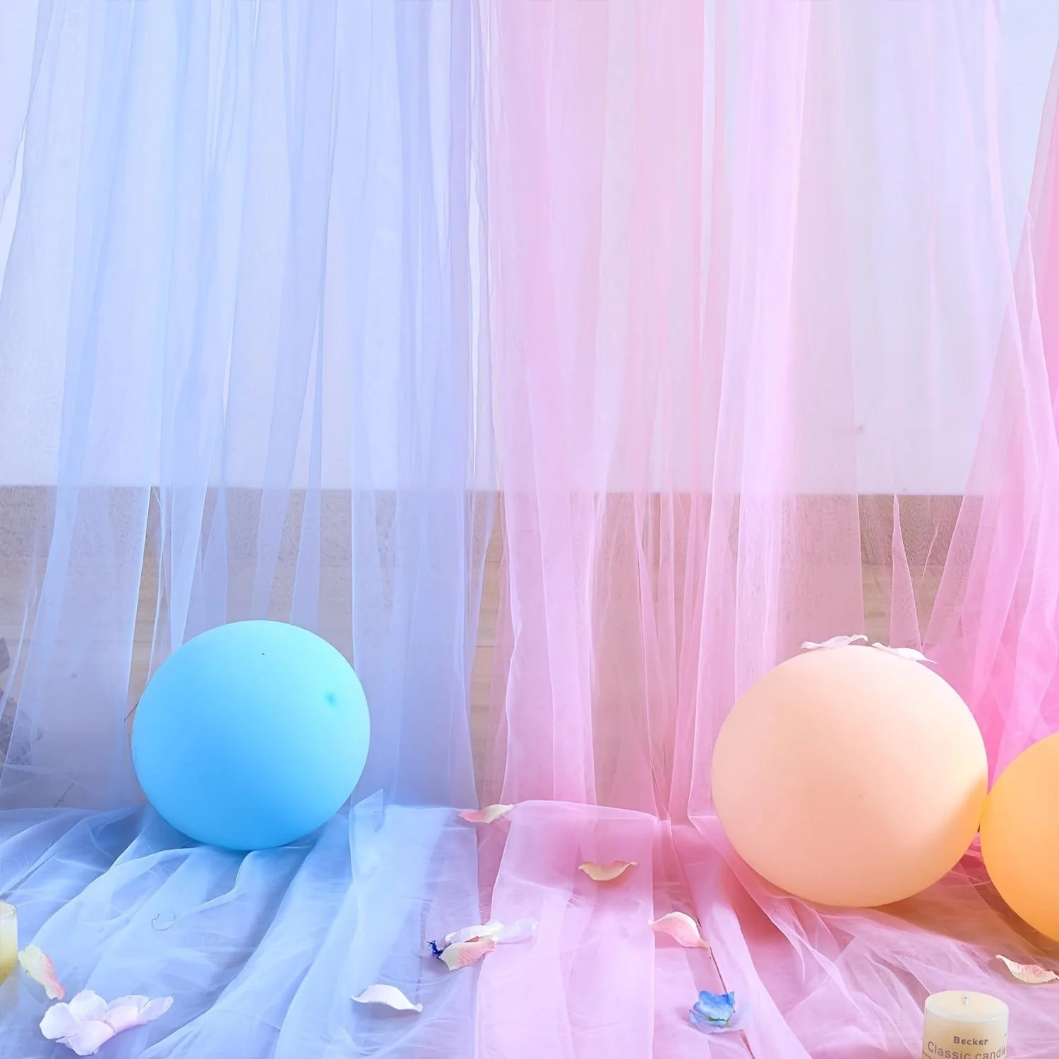 Gender Reveal Backdrop Curtains - Blue & Pink - Image 4