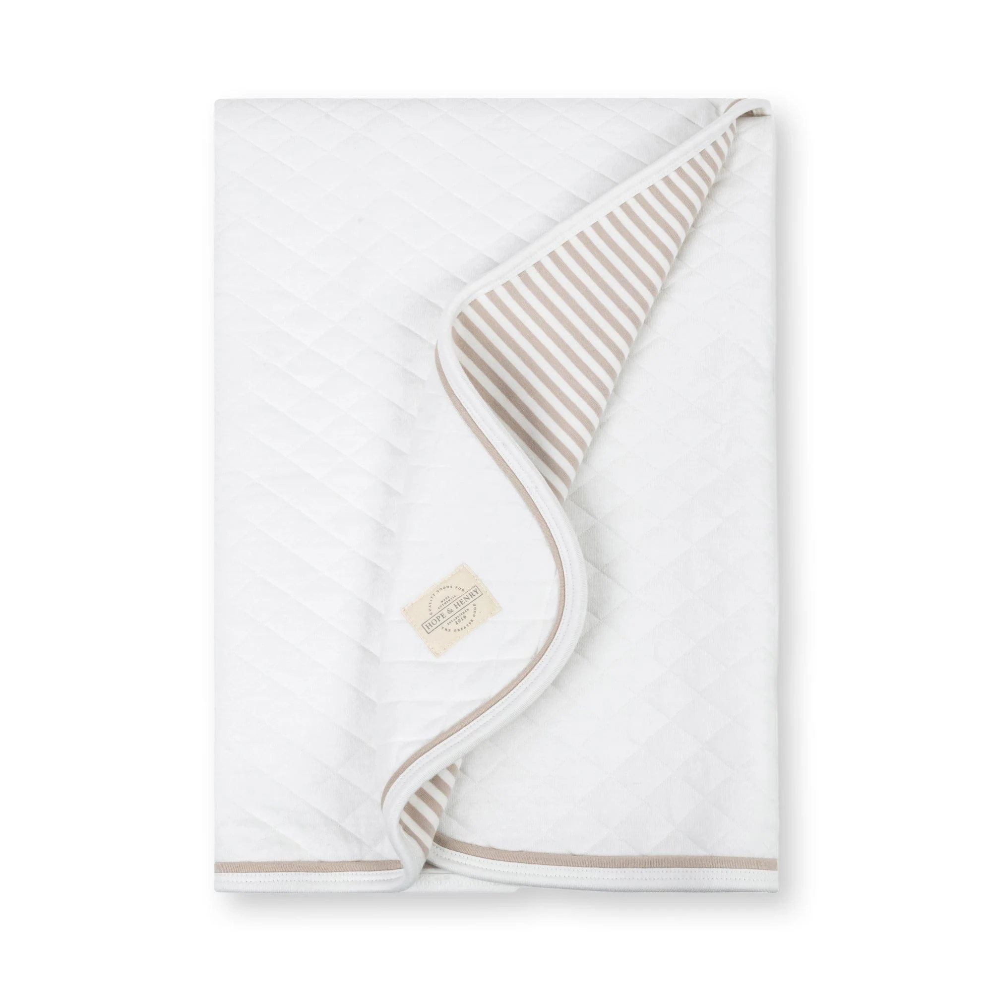 3-Piece Organic Knit Gift Set - White with Taupe Trim - Image 5