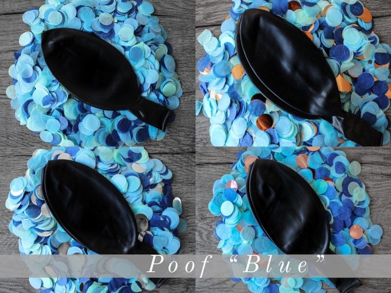 36 in Black Gender Reveal Balloon filled with Designer Pink or Blue Confetti - Image 4