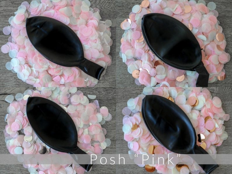 36 in Black Gender Reveal Balloon filled with Designer Pink or Blue Confetti - Image 6