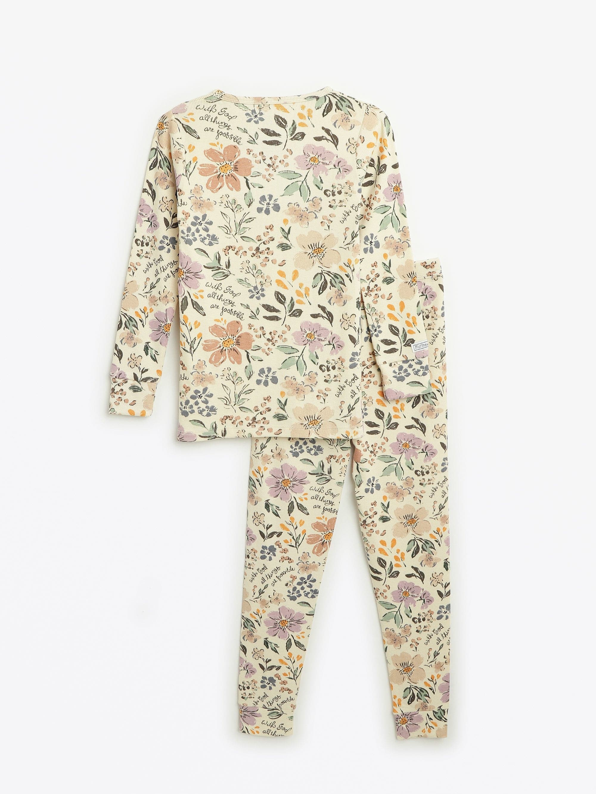 All Things Are Possible Ribbed Cotton-Bamboo Blend PJ Long Sleeve Set - Image 3