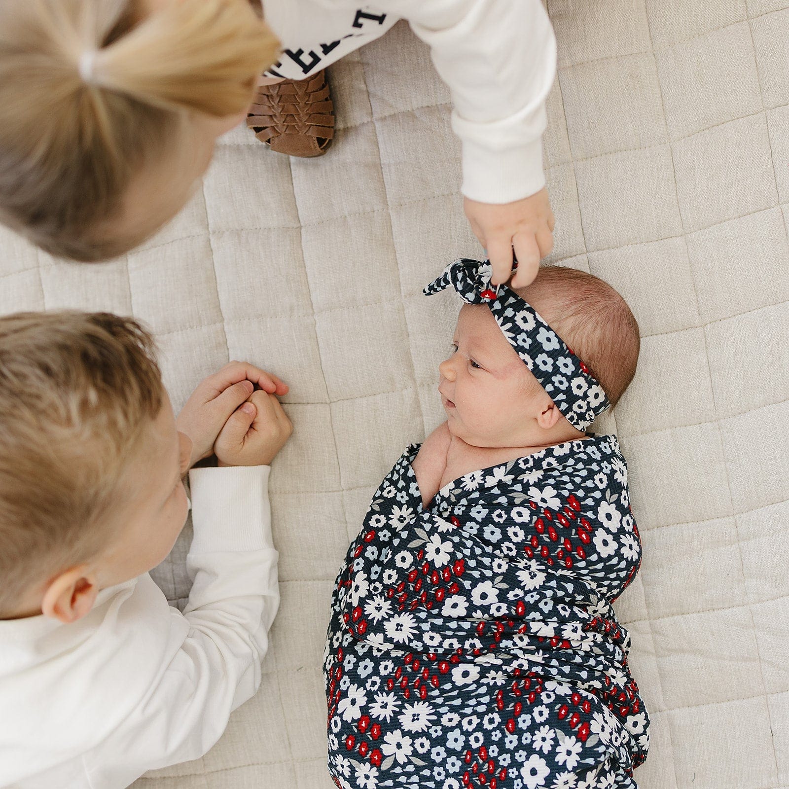 Americana Floral Ribbed Bamboo Stretch Swaddle - Image 4