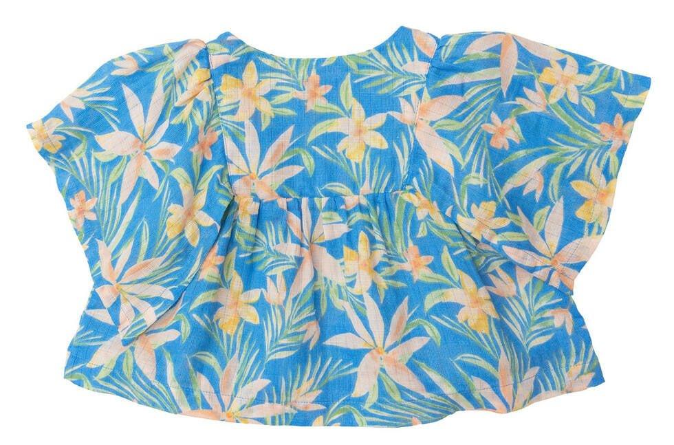 Girl's Bamboo Boho Top & Bloomer Outfit Set - Blue Island Floral - Image 3