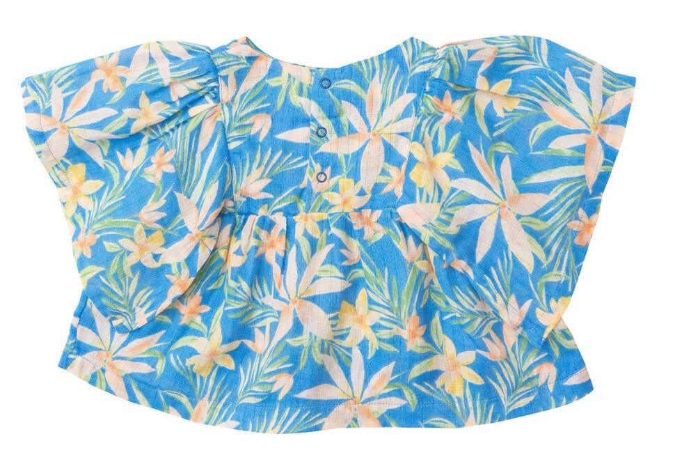 Girl's Bamboo Boho Top & Bloomer Outfit Set - Blue Island Floral - Image 4