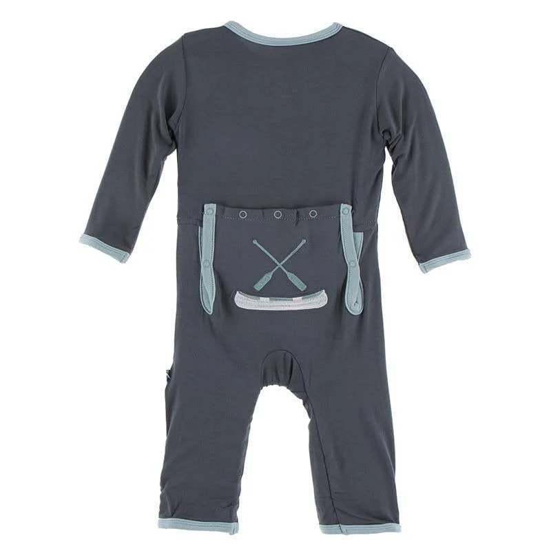 Bamboo Applique Coverall with Zipper - Stone Paddles and Canoe - Image 2
