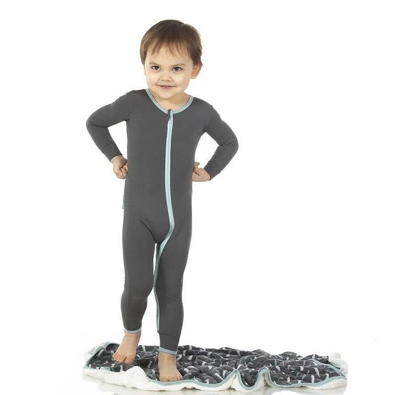Bamboo Applique Coverall with Zipper - Stone Paddles and Canoe - Image 3