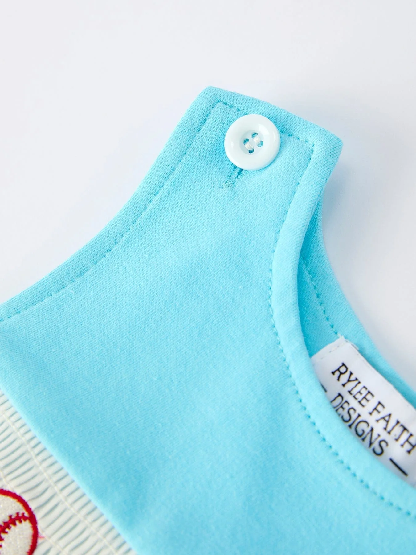 Baby Boy Baseball Romper - Blue Sleeveless Sports Outfit with Embroidery - Image 3