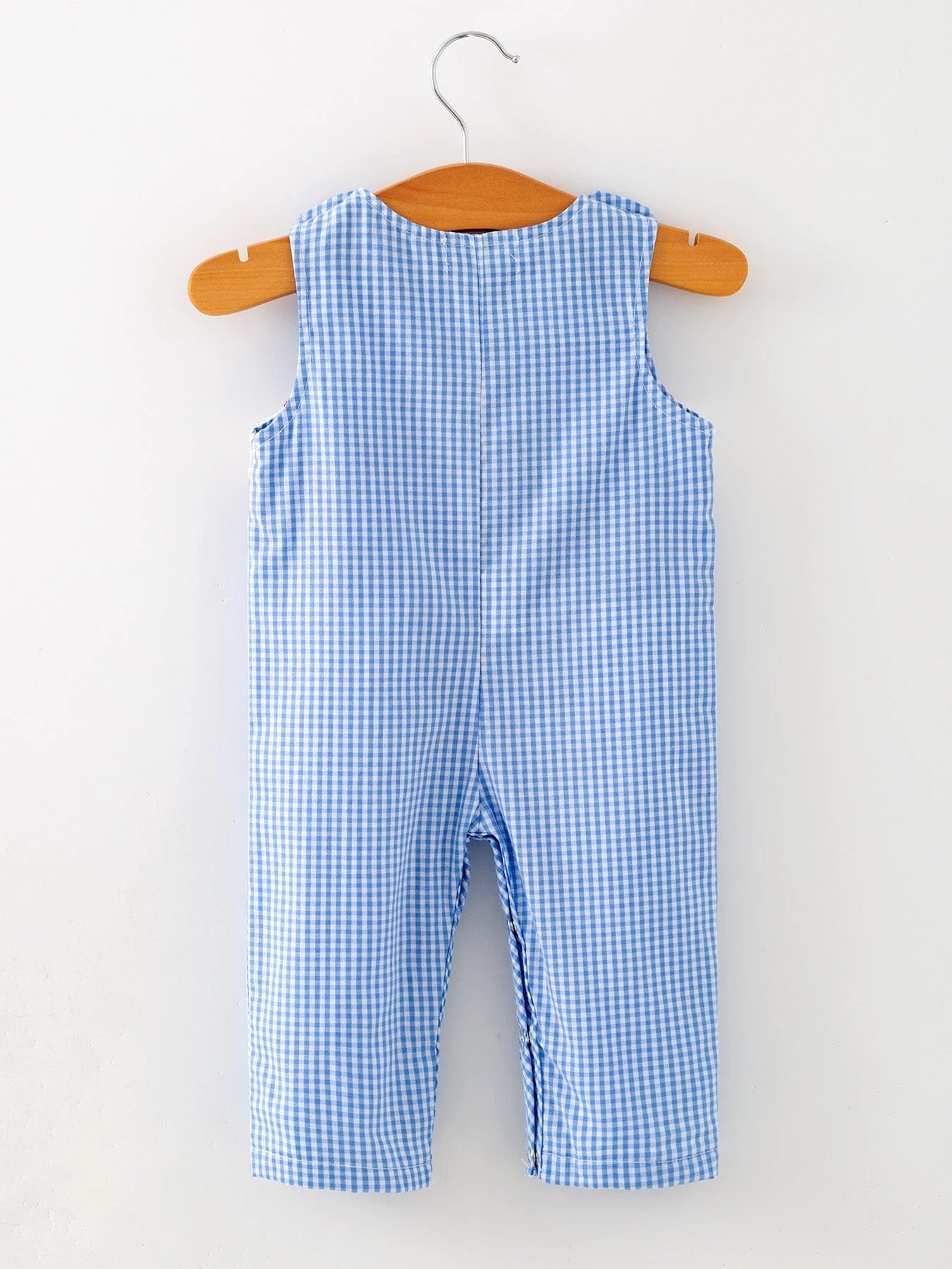 Baby Boy Baseball Smocked Romper - Blue Plaid Summer Outfit - Image 5