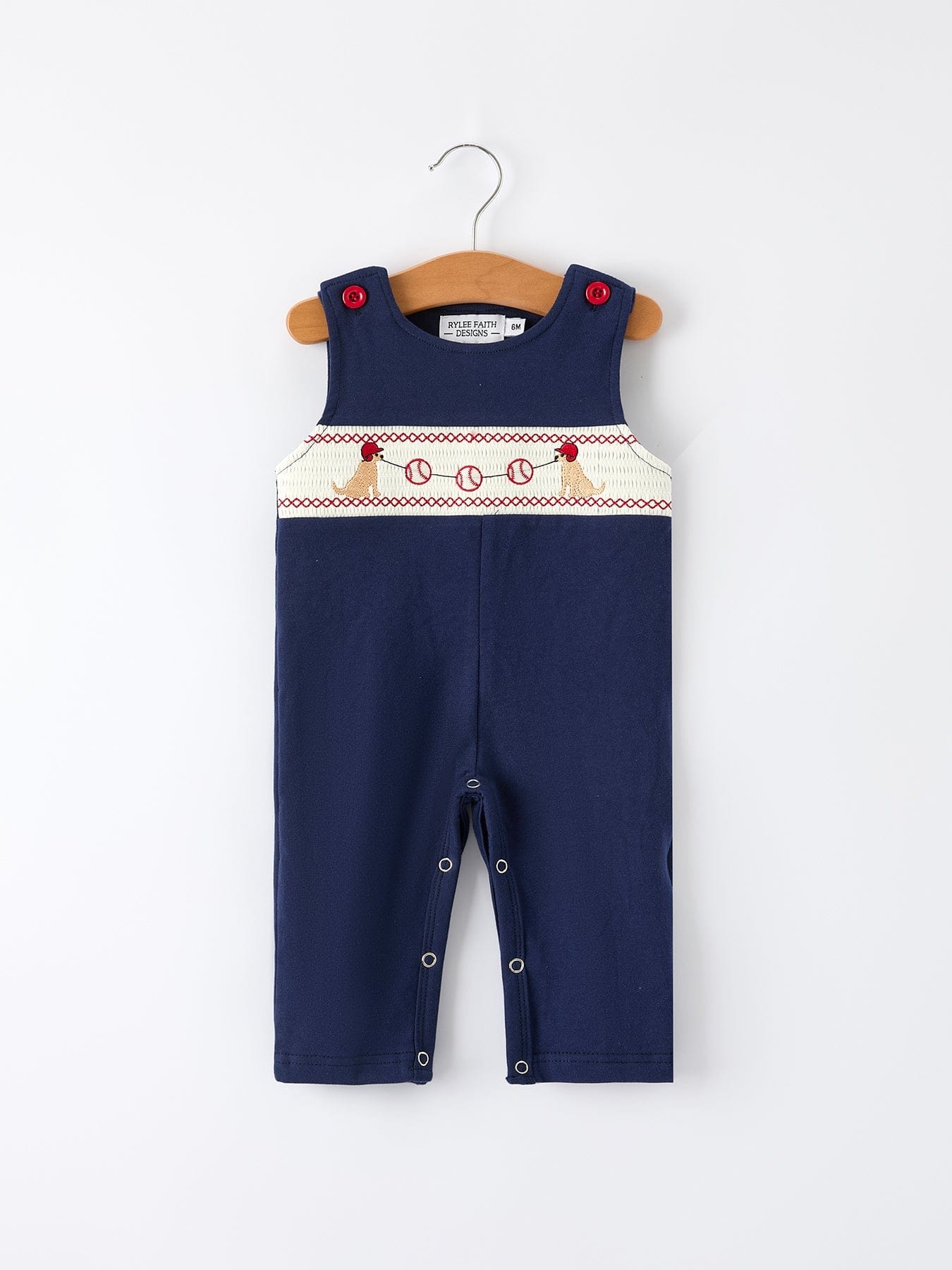 Baby Boys Romper - Dog Baseball Smocking Embroidery Outfit