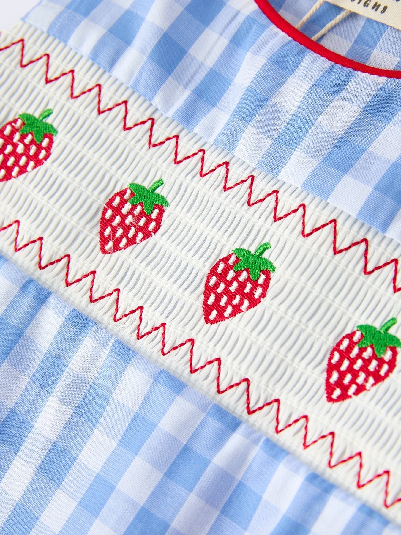 Baby Boys Summer Strawberry Embroidered Smocked Romper - Image 4
