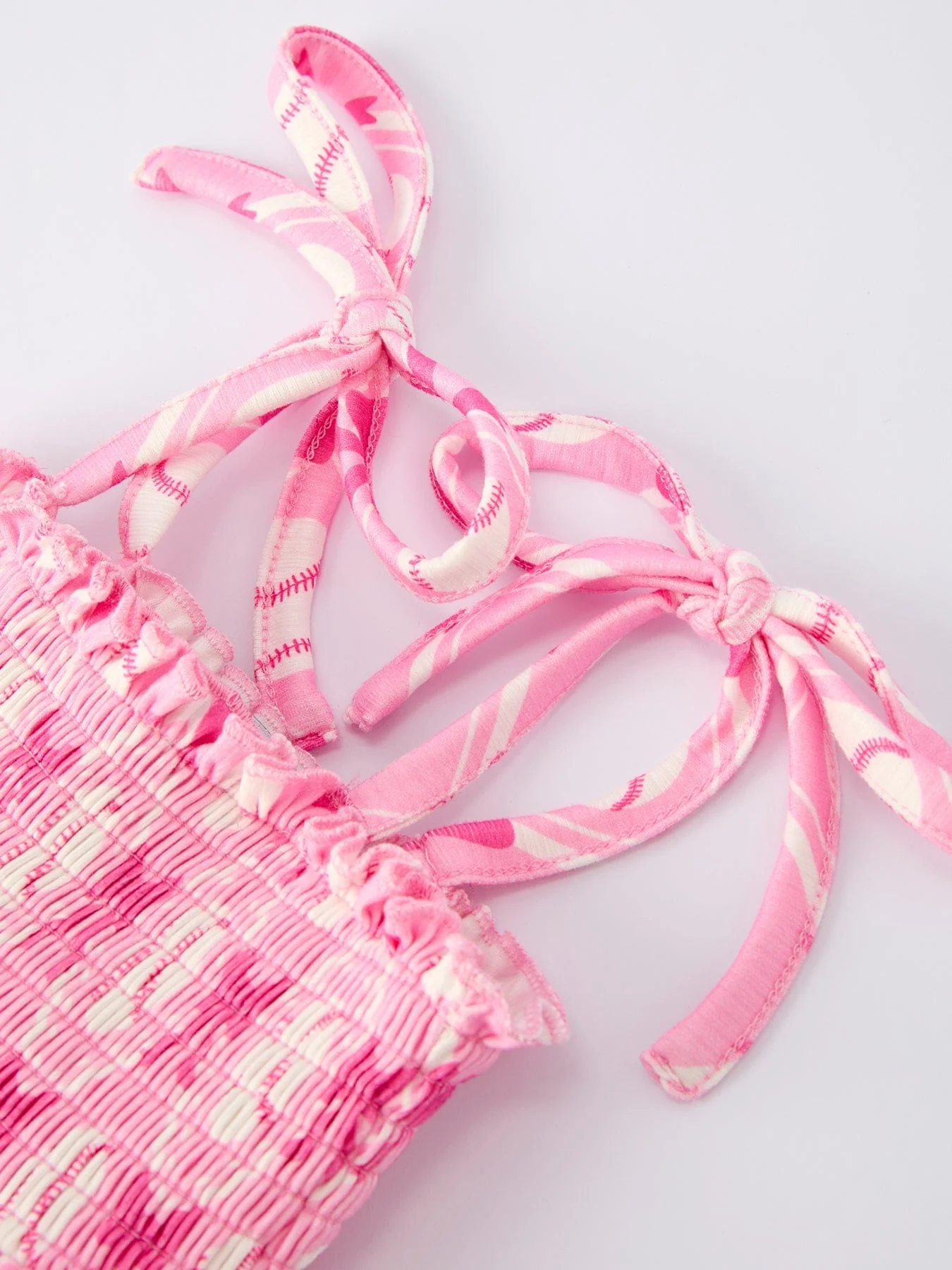 Baby Girl Pink Baseball Bow Print Romper Summer Outfit - Image 10