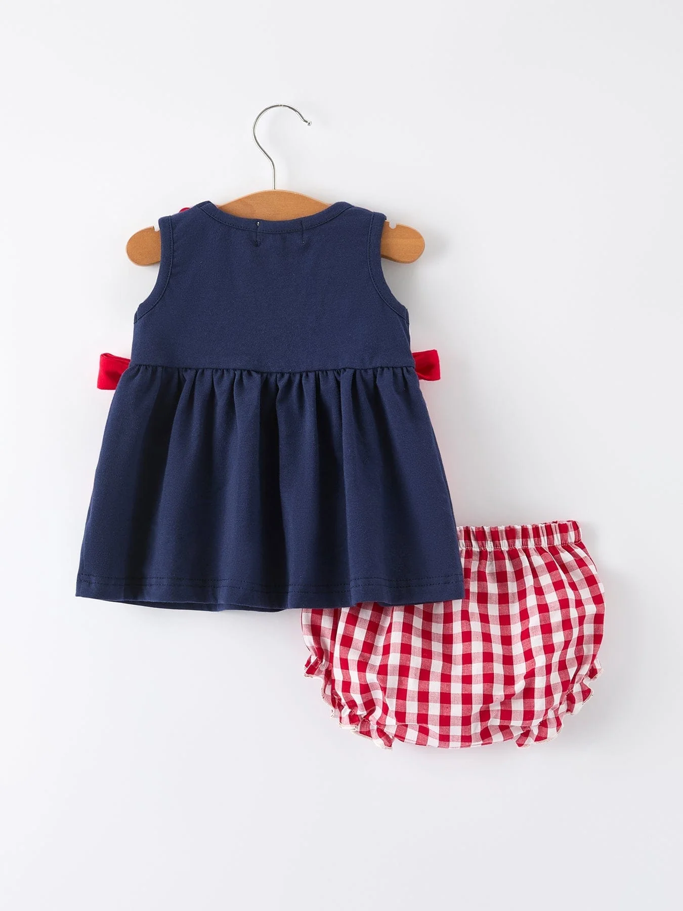 Baby Girls Bloomers Romper Set - Dog Baseball Smocking Embroidery Outfit - Image 2