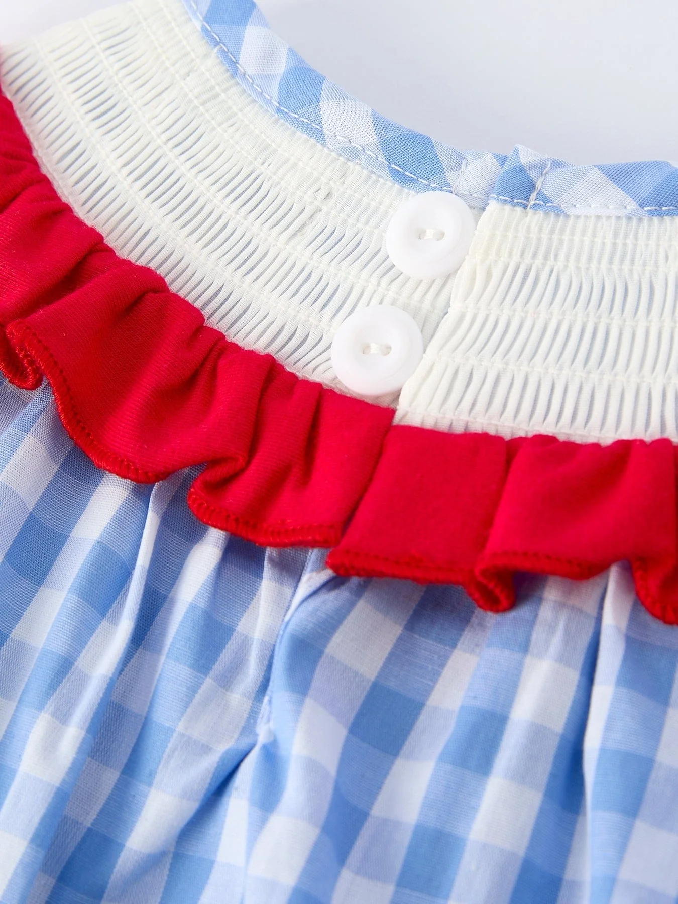 Baby Girls Summer Strawberry Bow Embroidered Smocked Romper - Image 5