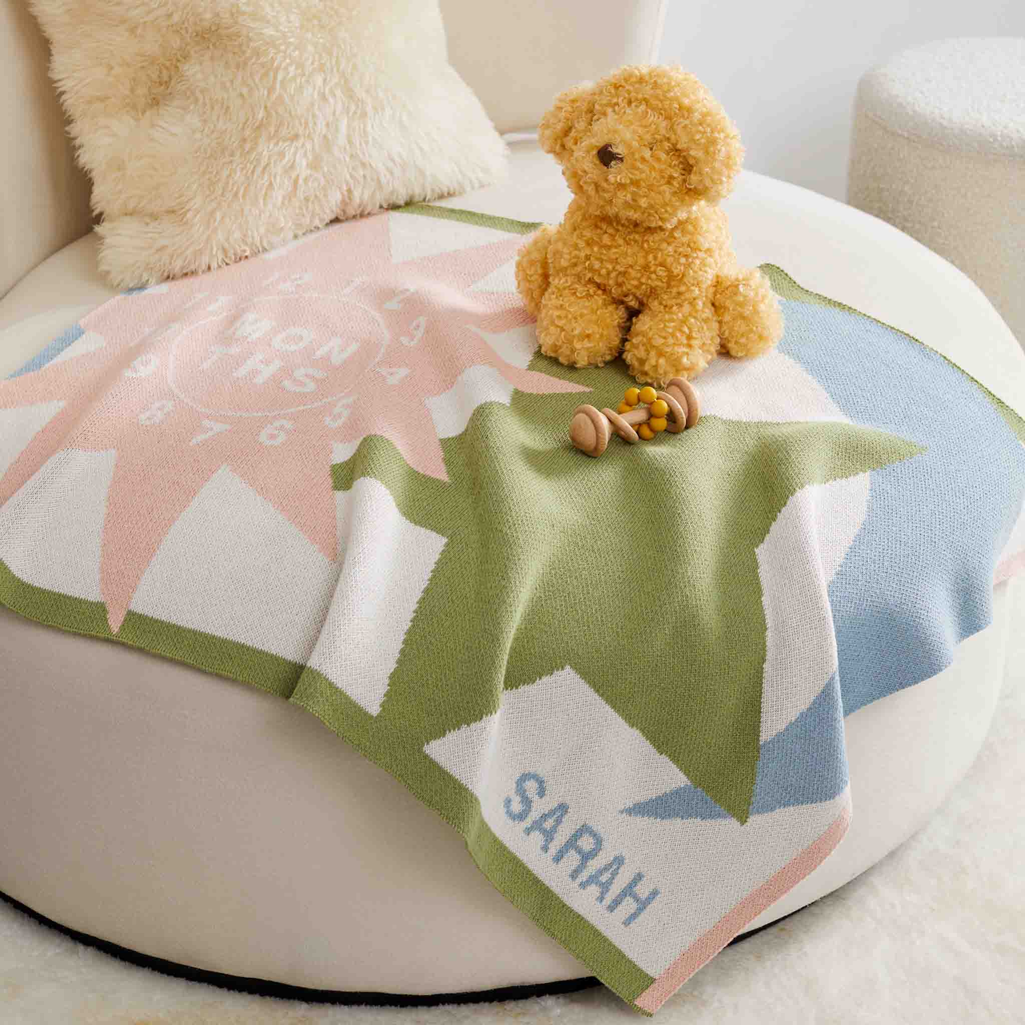 Baby Sun Moon Stars Milestone Personalized Blanket - Image 3