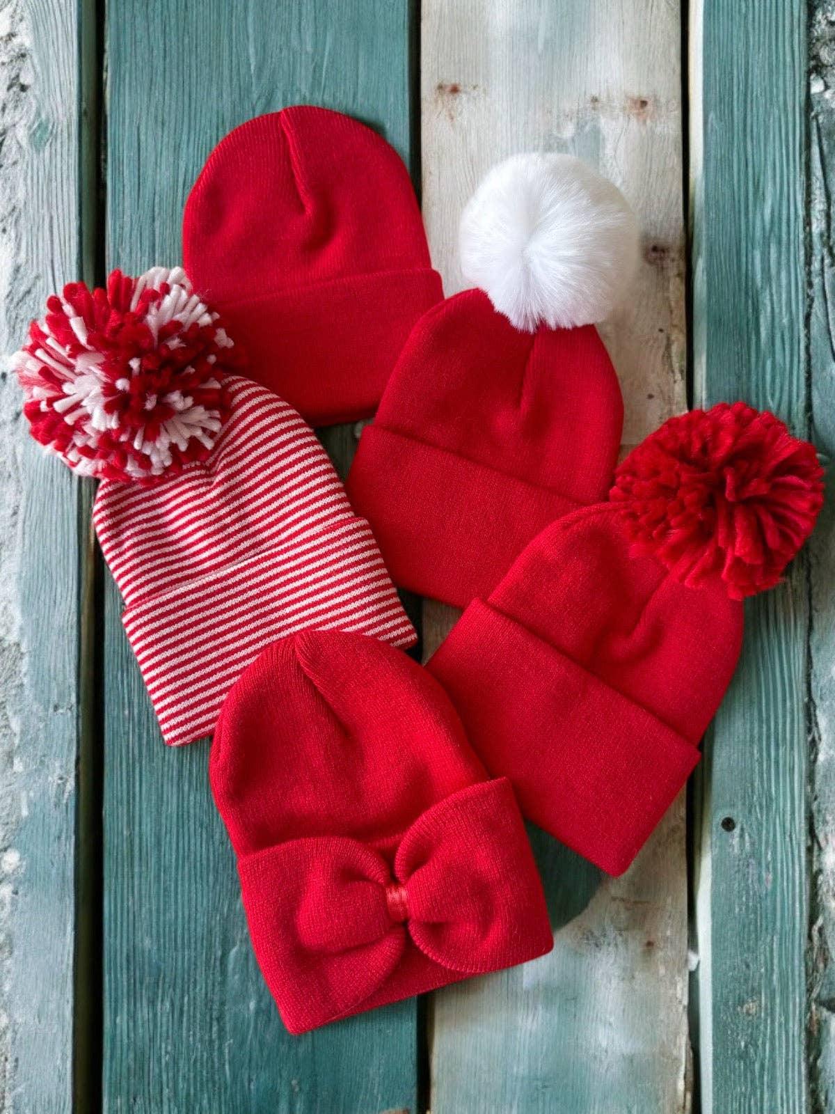 Baby Hat - Red Pom - Image 2