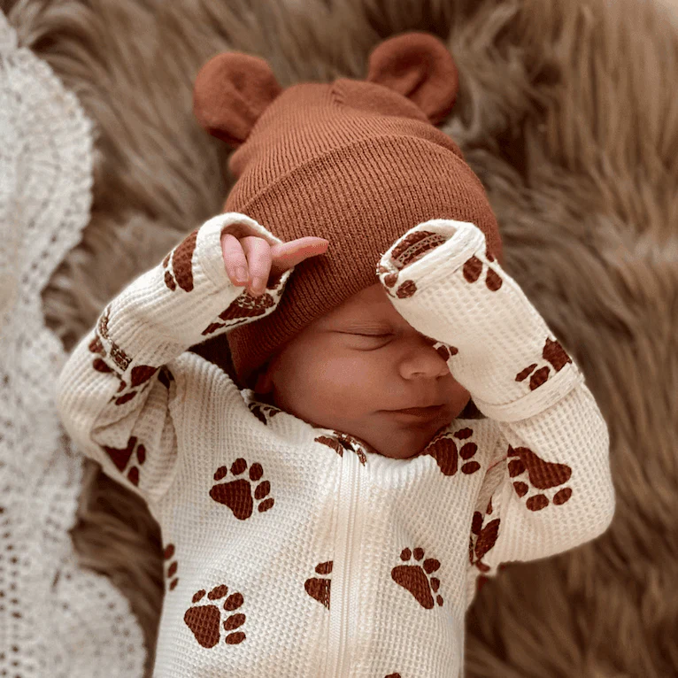 Baby Hat - Sandalwood Bear Print - Image 3