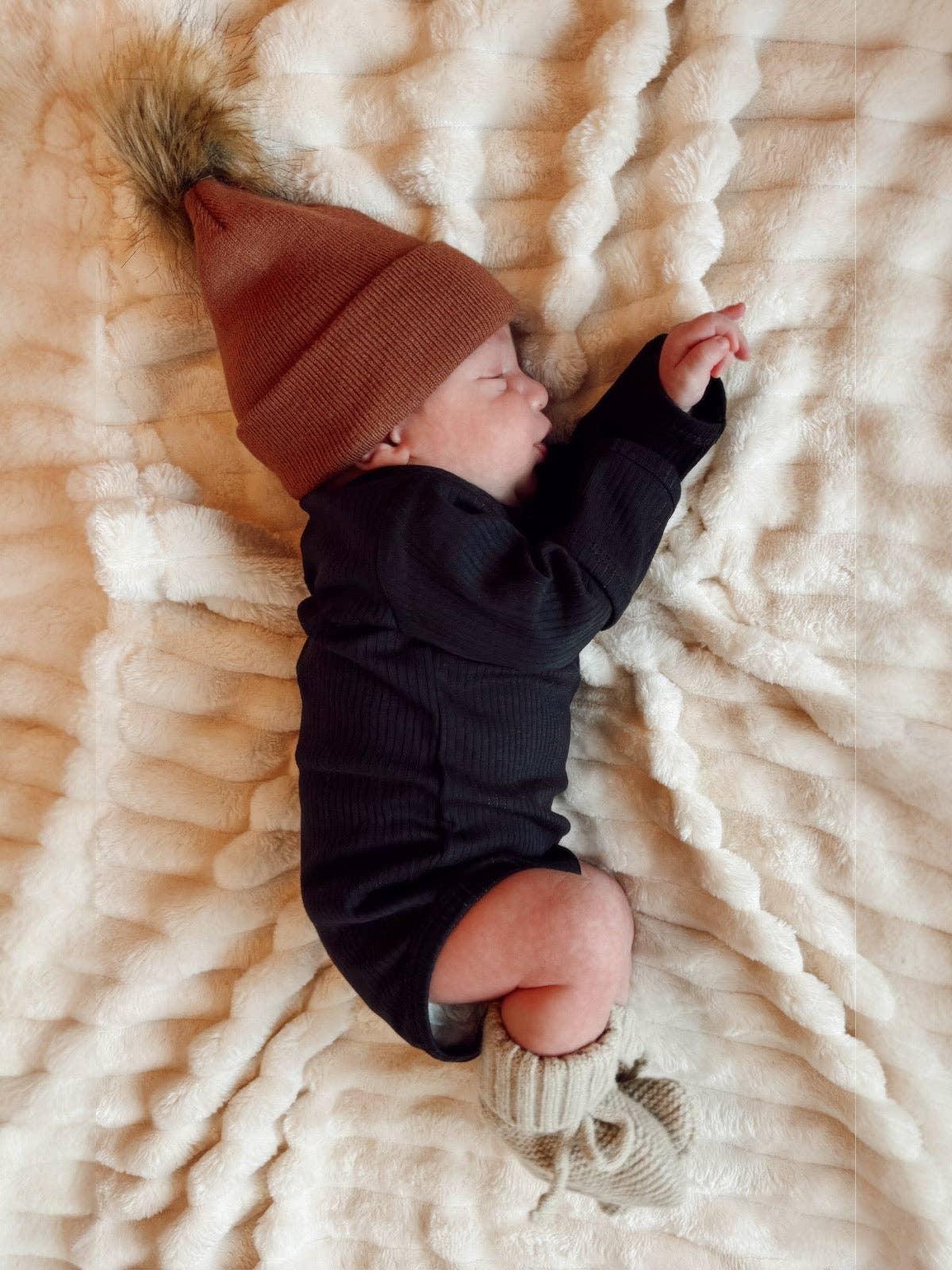 Baby Hat - Sandalwood Fur Pom - Image 3