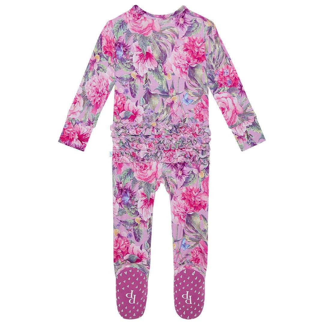 Bamboo Footie Ruffled Zippered One Piece  - Ellery (Floral) - Image 2
