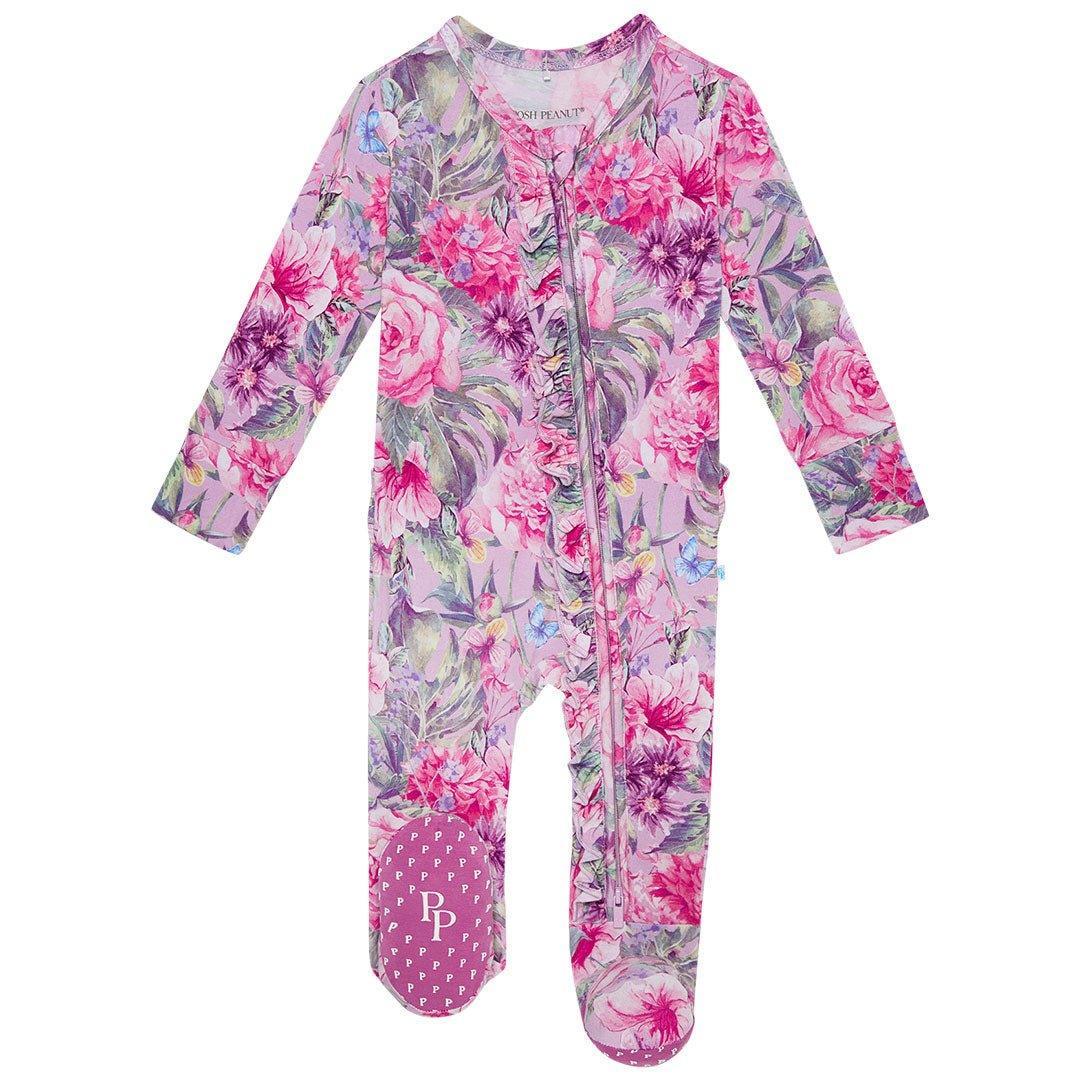 Bamboo Footie Ruffled Zippered One Piece  - Ellery (Floral) - Image 3