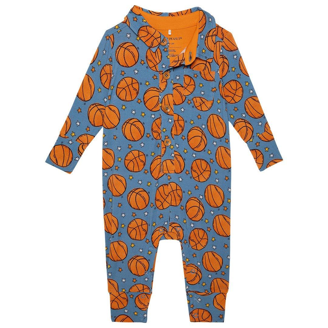 Bamboo Long Sleeve Collared Henley Long Romper - Slam Dunk (Basketball) - Image 2