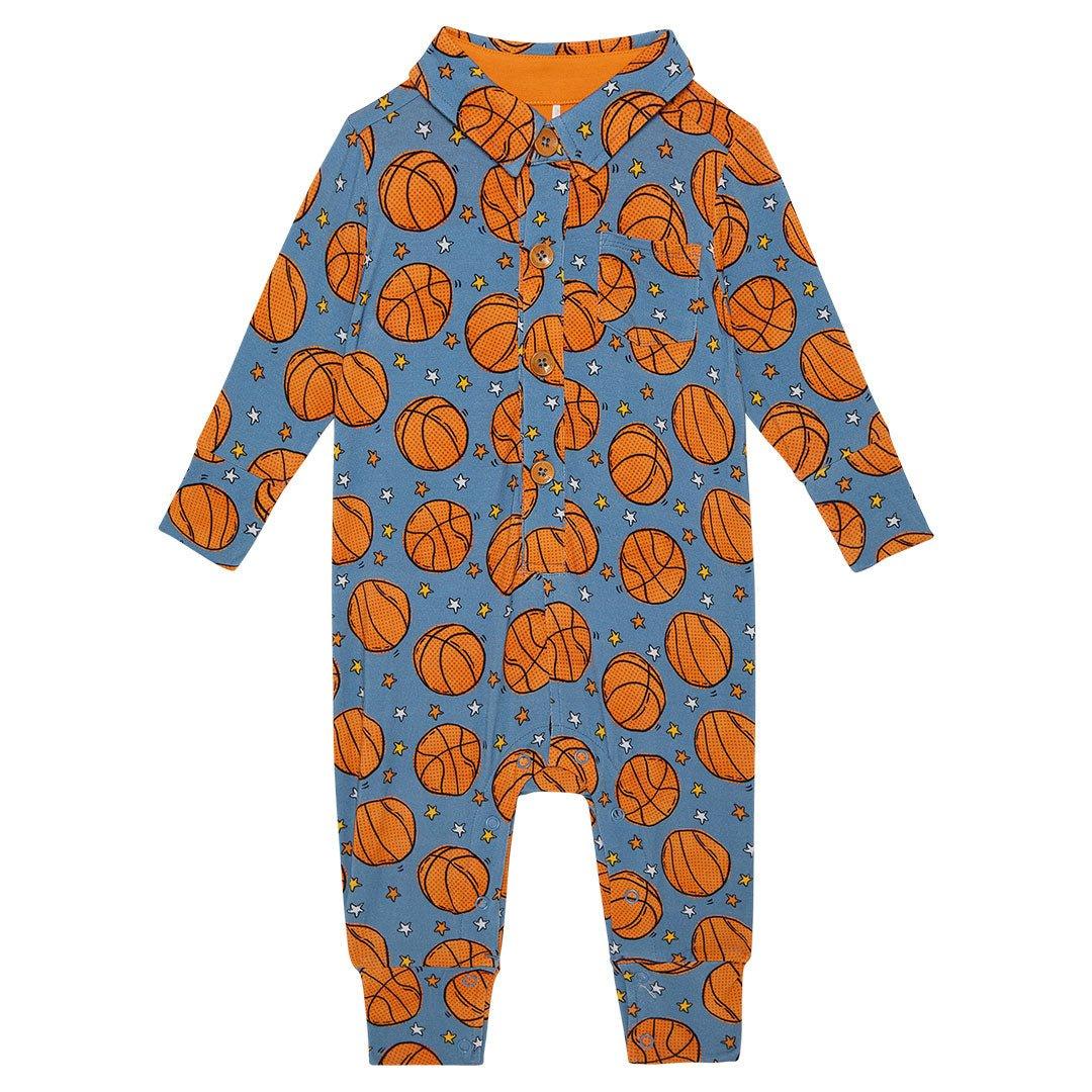 Bamboo Long Sleeve Collared Henley Long Romper - Slam Dunk (Basketball) - Image 3