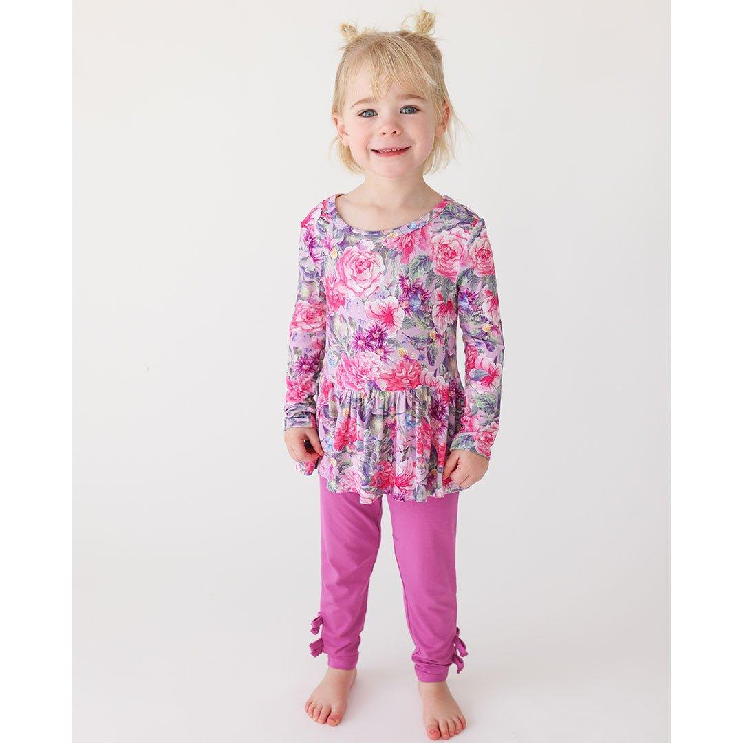 Bamboo Peplum Top And Legging With Bows  - Ellery (Floral) - Image 4
