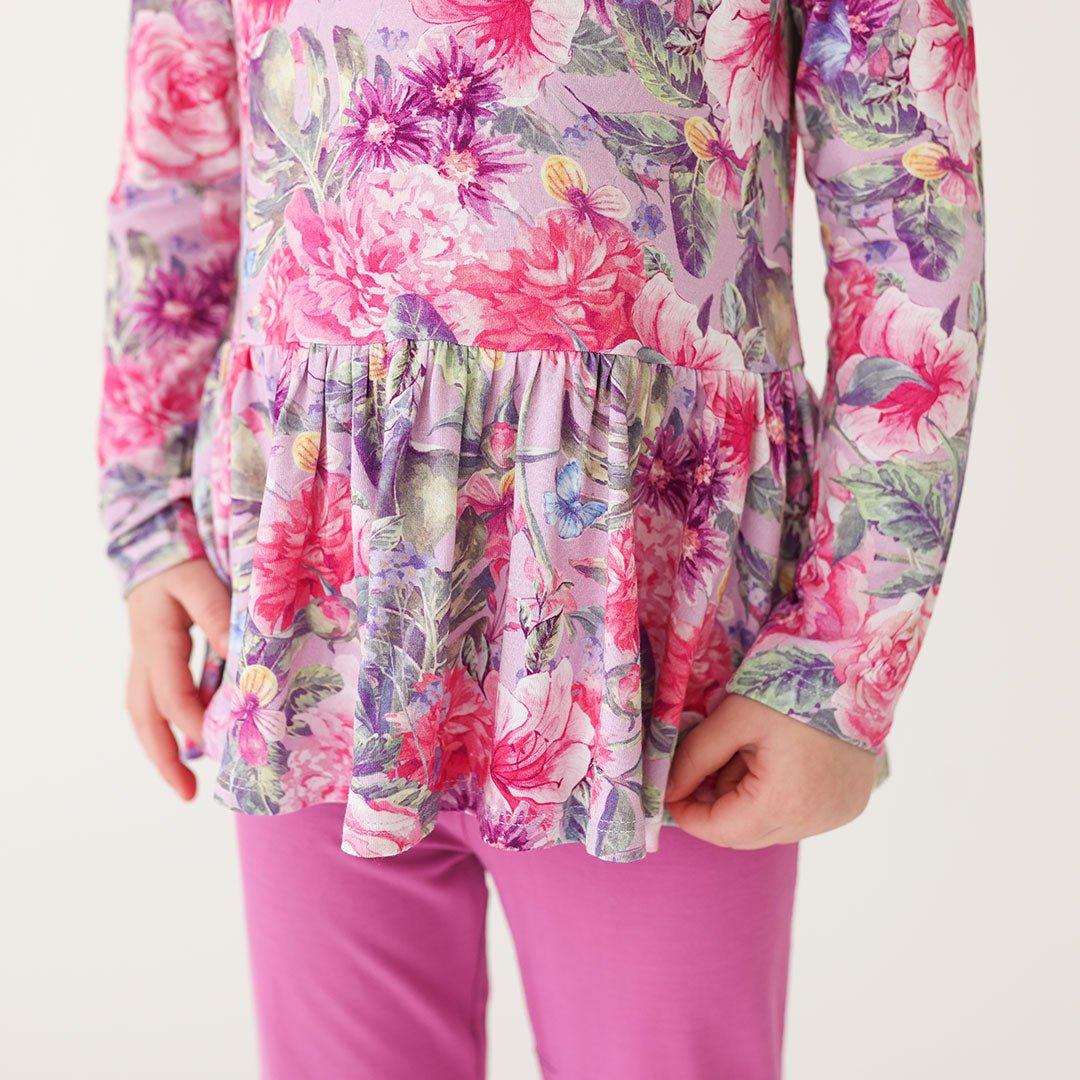 Bamboo Peplum Top And Legging With Bows  - Ellery (Floral) - Image 5
