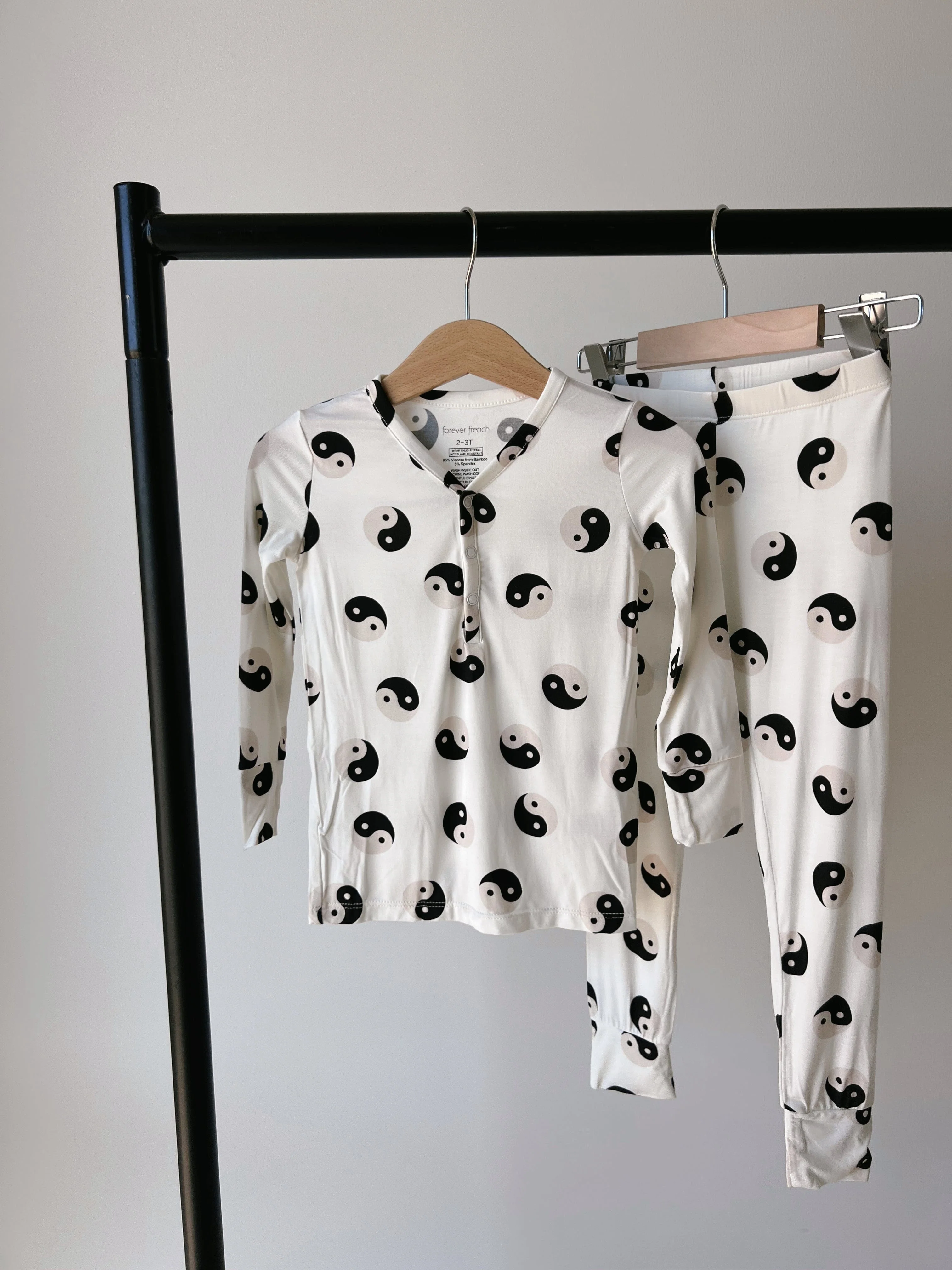 Bamboo Two Piece Pajamas - Black & White Yin Yang - Image 8