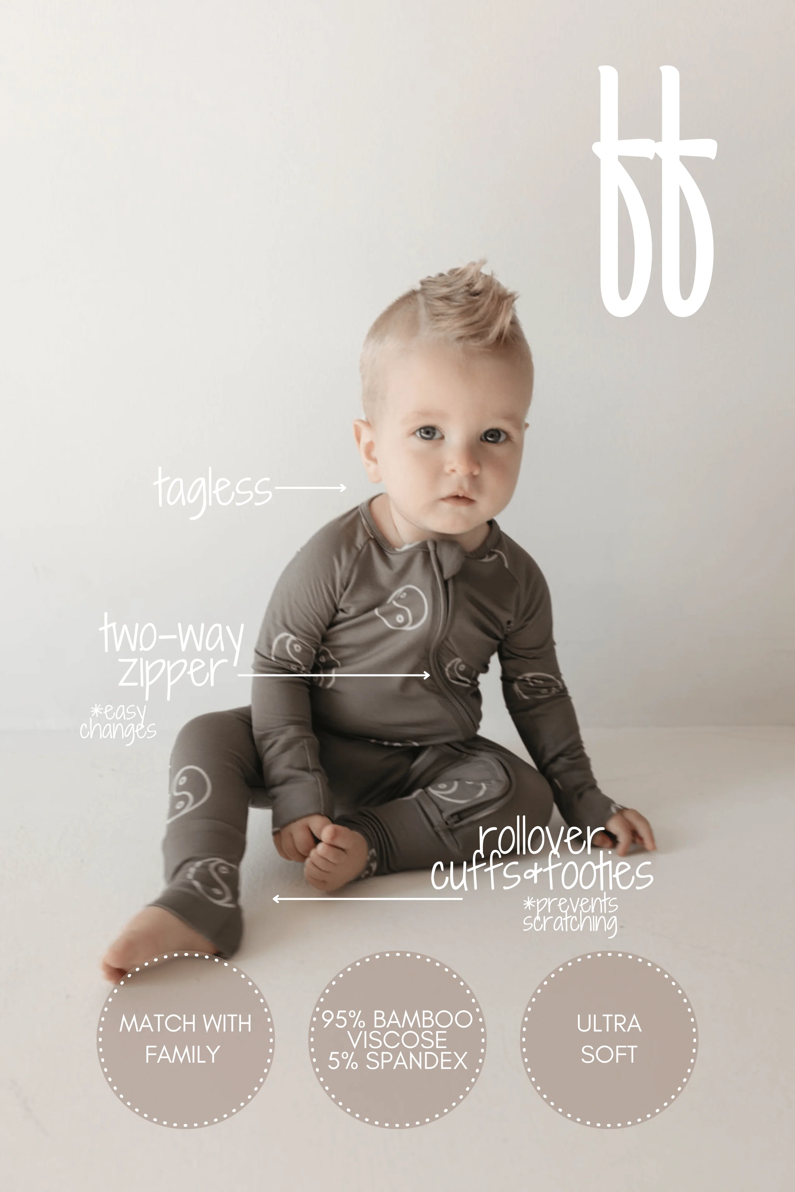 Bamboo Zip Pajamas - Sage Yin Yang - Image 2