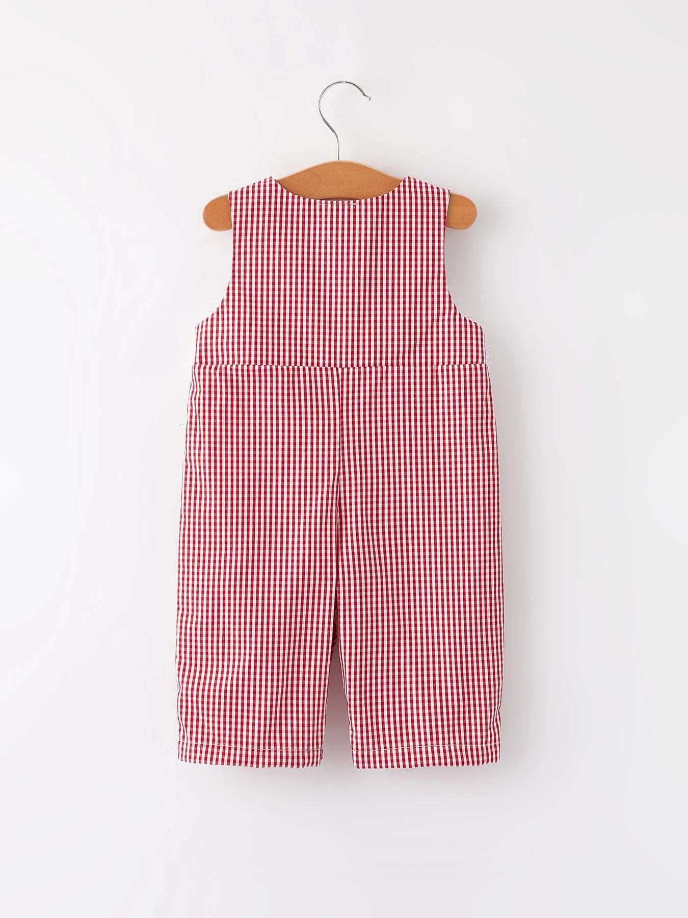 Baseball Baby Boys Smocking Embroidered Plaid Romper - Image 2