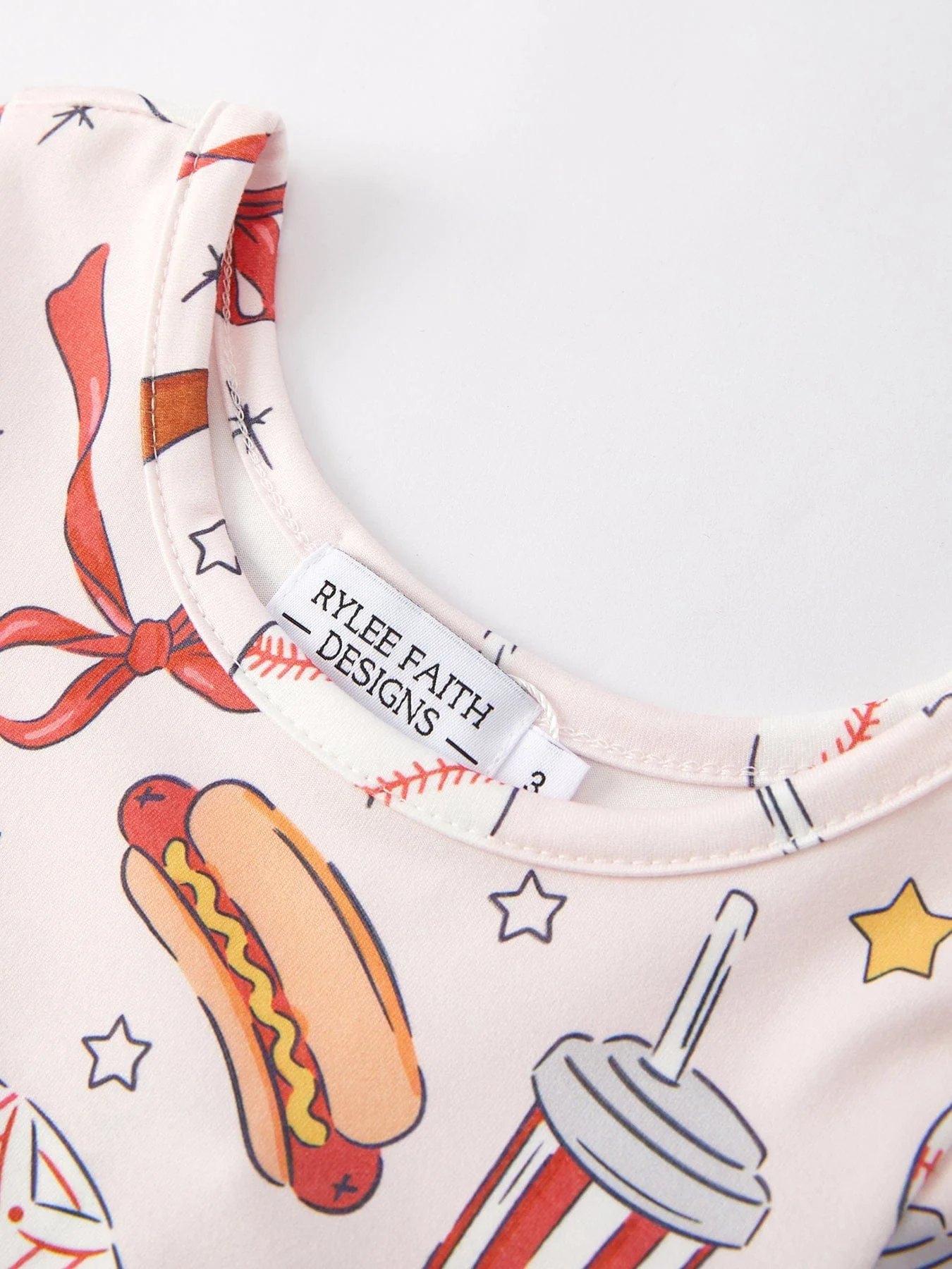 Baseball Drink Hot Dog Print Milk Silk Girls Dress - Image 4