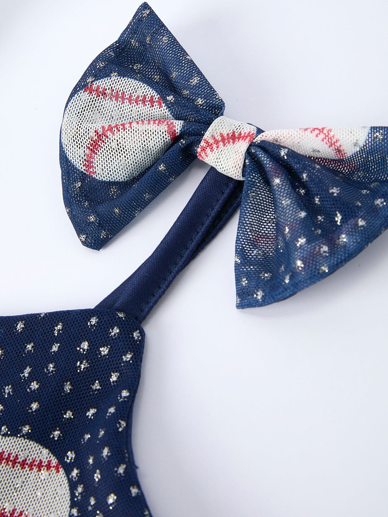 Baseball Theme Sleeveless Bow Strap Girls Dress - Image 3