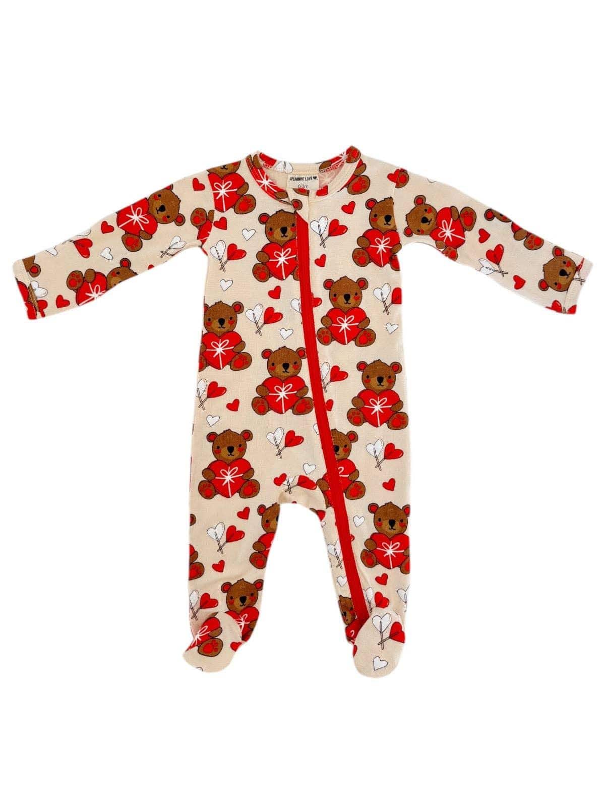 Bamboo 2-Way Zipper Footie - Valentine Bear - Image 3