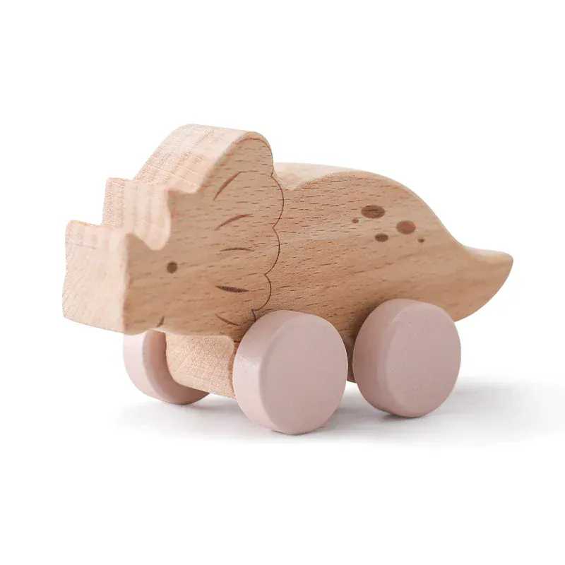 Beech Wooden Dinosaur On Wheels - Image 4