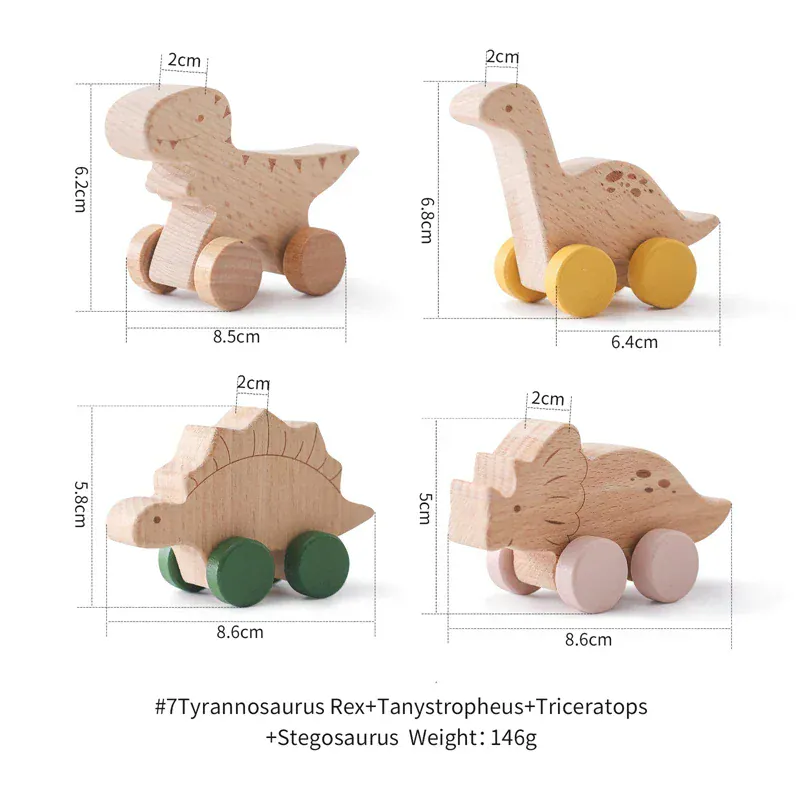 Beech Wooden Dinosaur On Wheels - Image 7