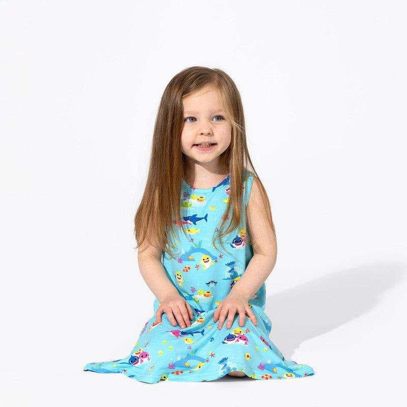 Girl's Bamboo Sleeveless Dress - Baby Shark - Image 2