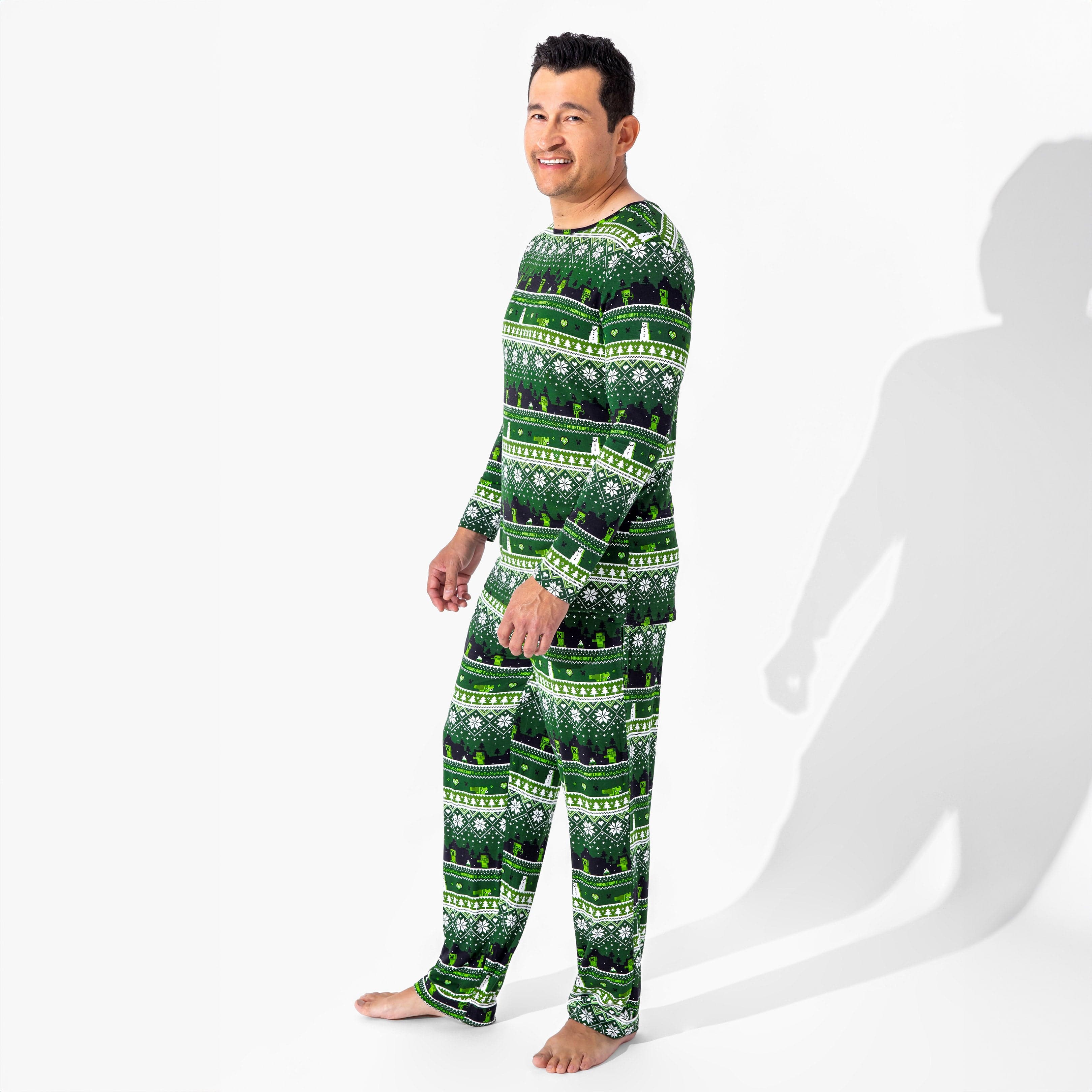 Men's Bamboo Long Sleeve Pajama Set - Minecraft Christmas - Image 3
