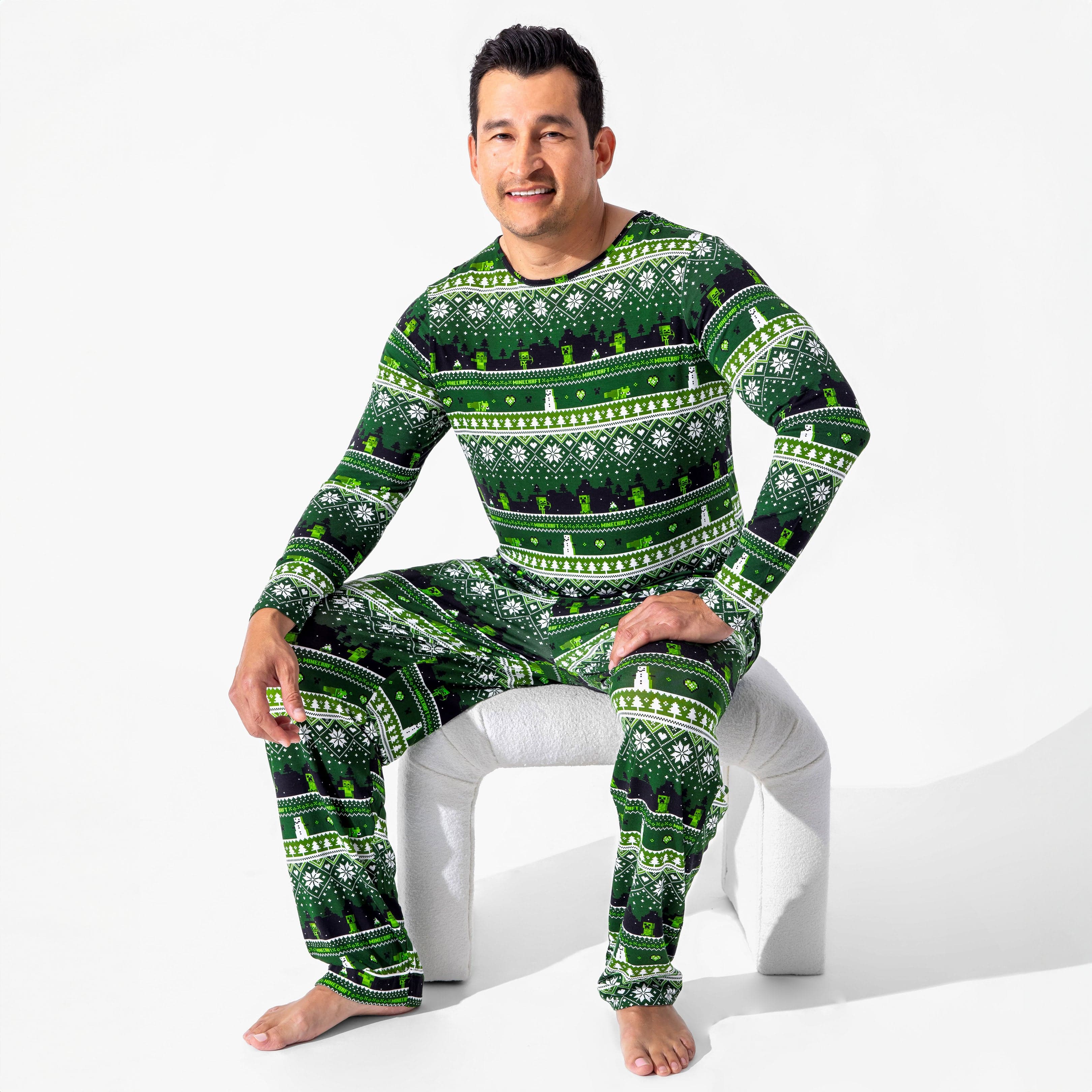 Men's Bamboo Long Sleeve Pajama Set - Minecraft Christmas - Image 4