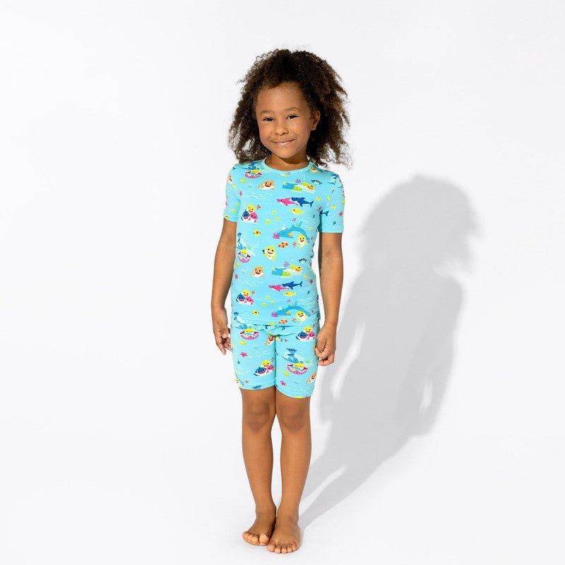 Bamboo Short Sleeve Pajama Set with Shorts - Baby Shark - Image 3