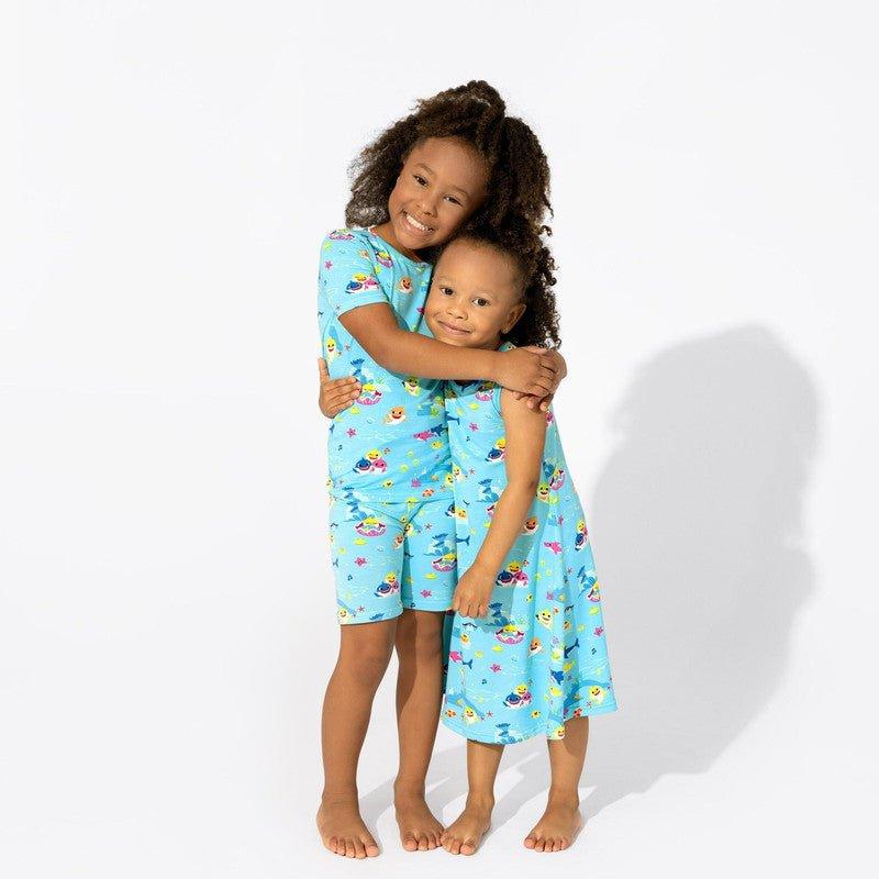 Bamboo Short Sleeve Pajama Set with Shorts - Baby Shark - Image 4