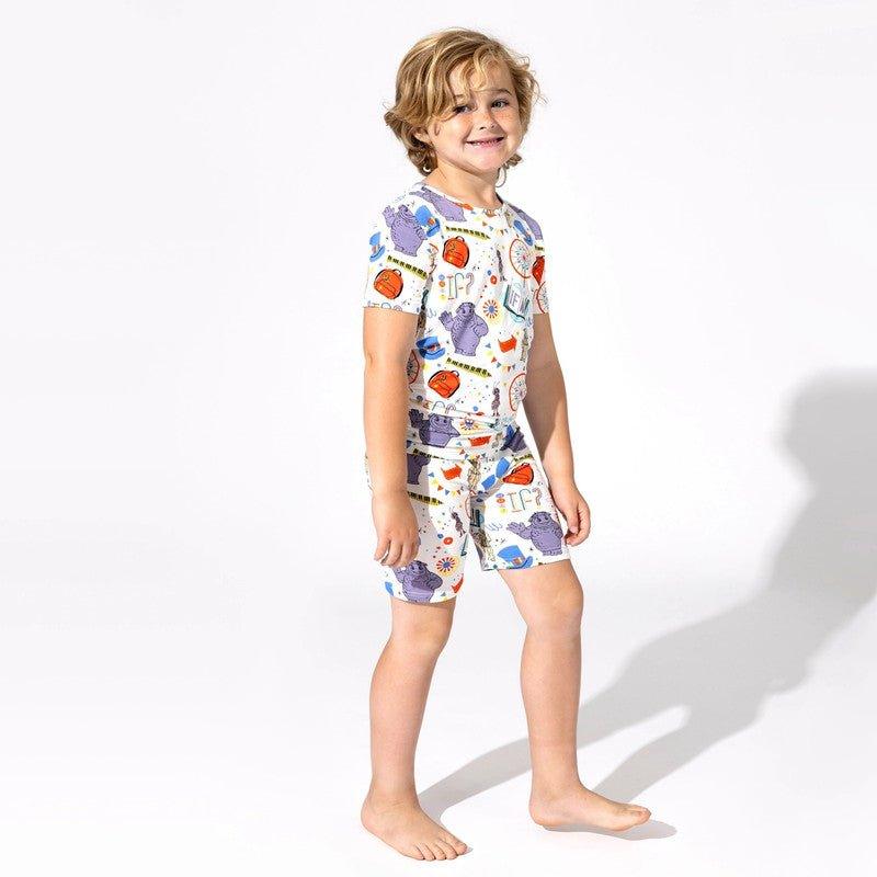 Bamboo Short Sleeve Pajama Set with Shorts, White - IF Movie - Image 4