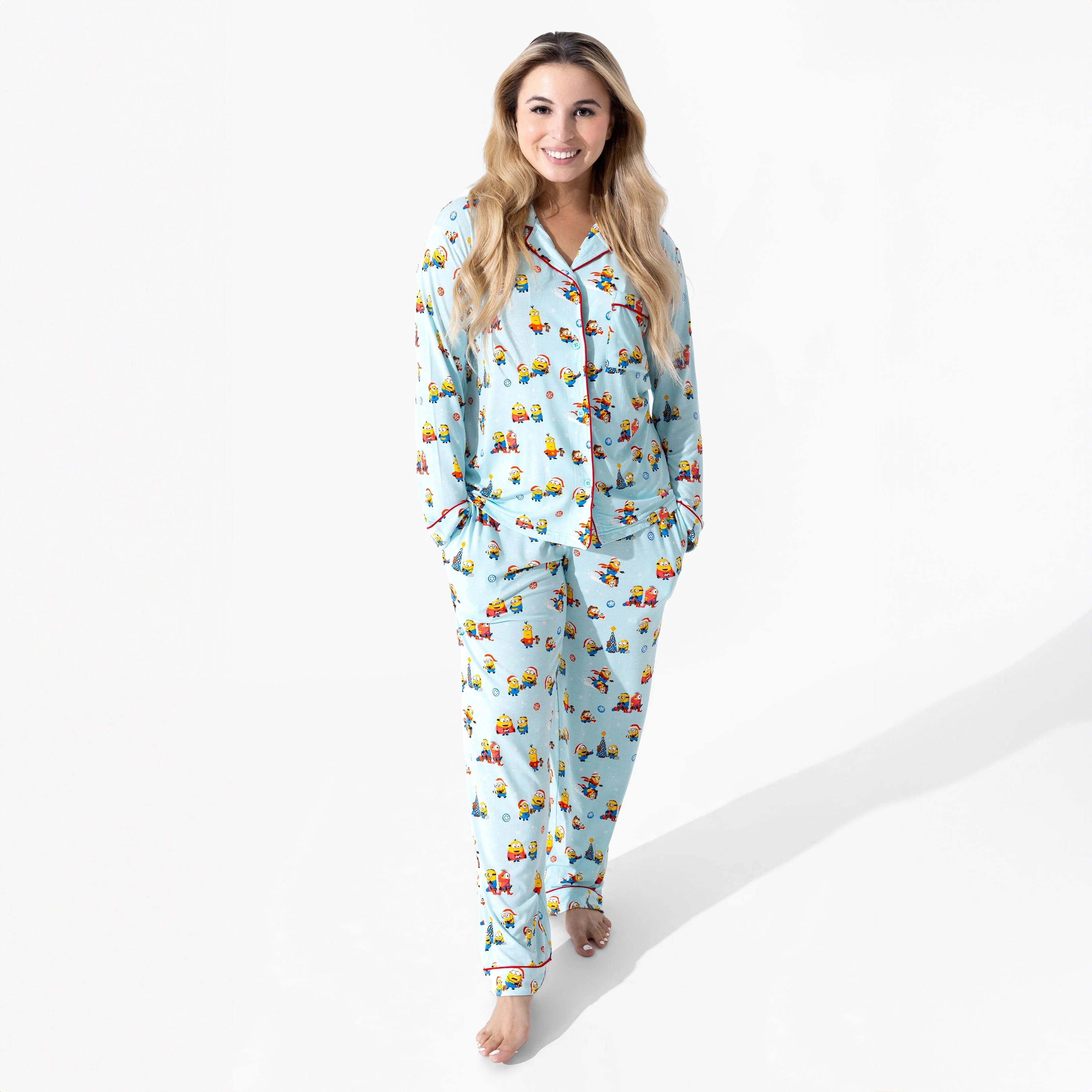 Women's Bamboo Long Sleeve Pajama Set - Merry Minions - Image 4