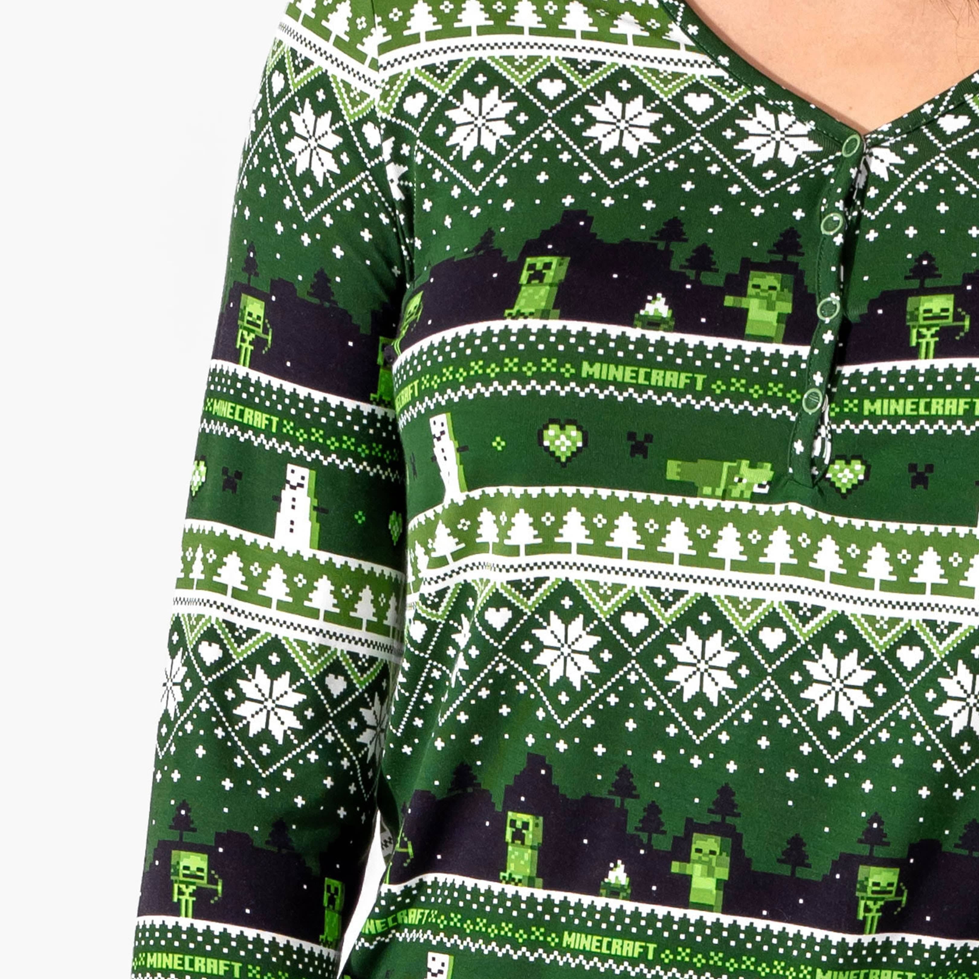 Women's Bamboo Long Sleeve Pajama Set - Minecraft Christmas - Image 3