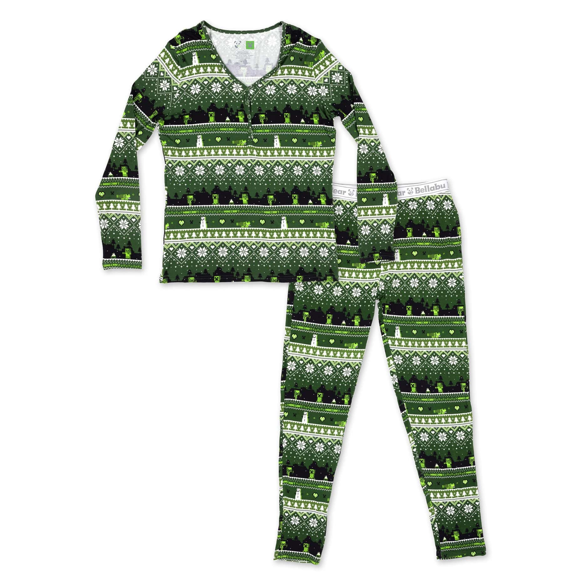 Women's Bamboo Long Sleeve Pajama Set - Minecraft Christmas - Image 6