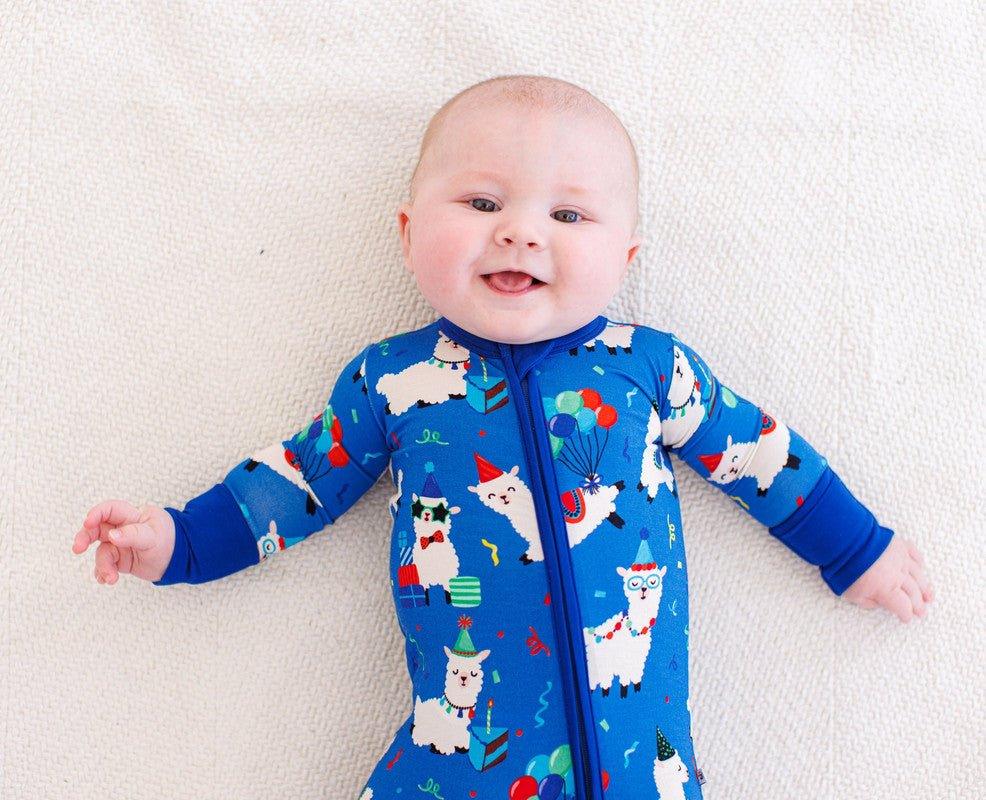 Boy's Bamboo Convertible Footie Romper - Landon (Birthday Llamas) - Image 3