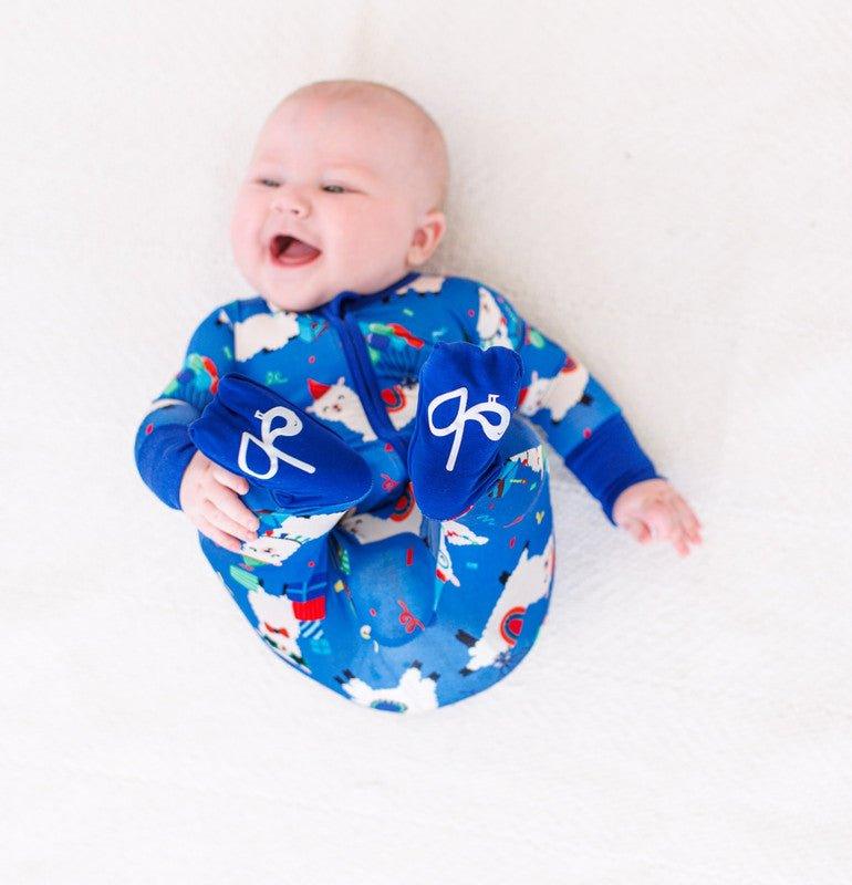 Boy's Bamboo Convertible Footie Romper - Landon (Birthday Llamas) - Image 5
