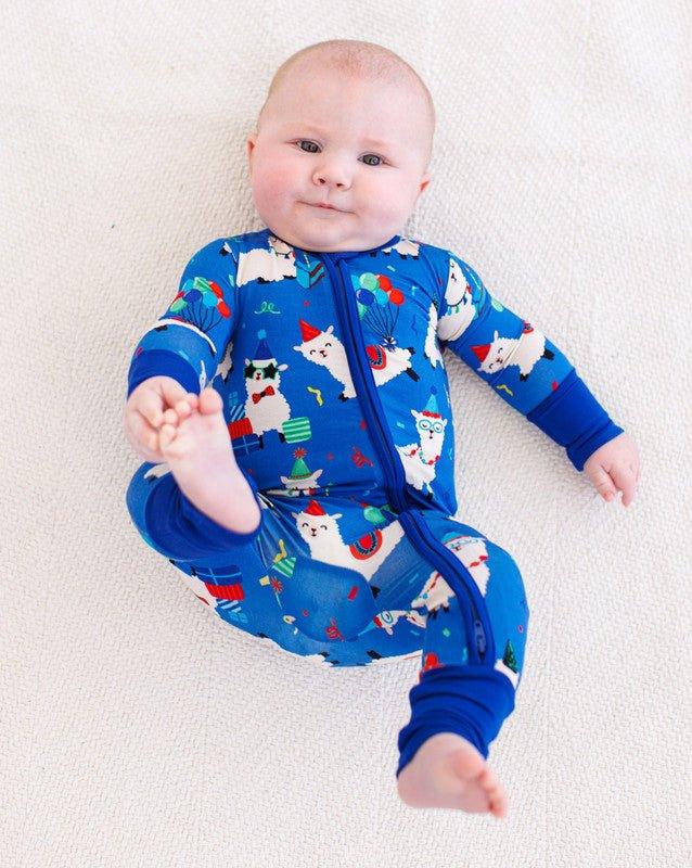 Boy's Bamboo Convertible Footie Romper - Landon (Birthday Llamas) - Image 6