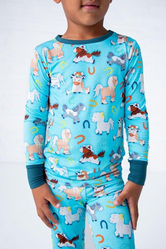 Boy's Bamboo Long Sleeve Pajama Set - Toby (Horses) - Image 2