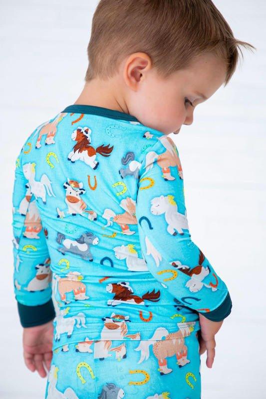 Boy's Bamboo Long Sleeve Pajama Set - Toby (Horses) - Image 4