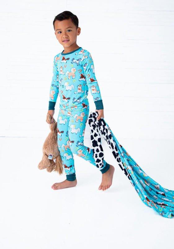 Boy's Bamboo Long Sleeve Pajama Set - Toby (Horses) - Image 6